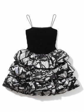 80s After Five Bubble Bow Tiered Ruffle Cocktail
Dress